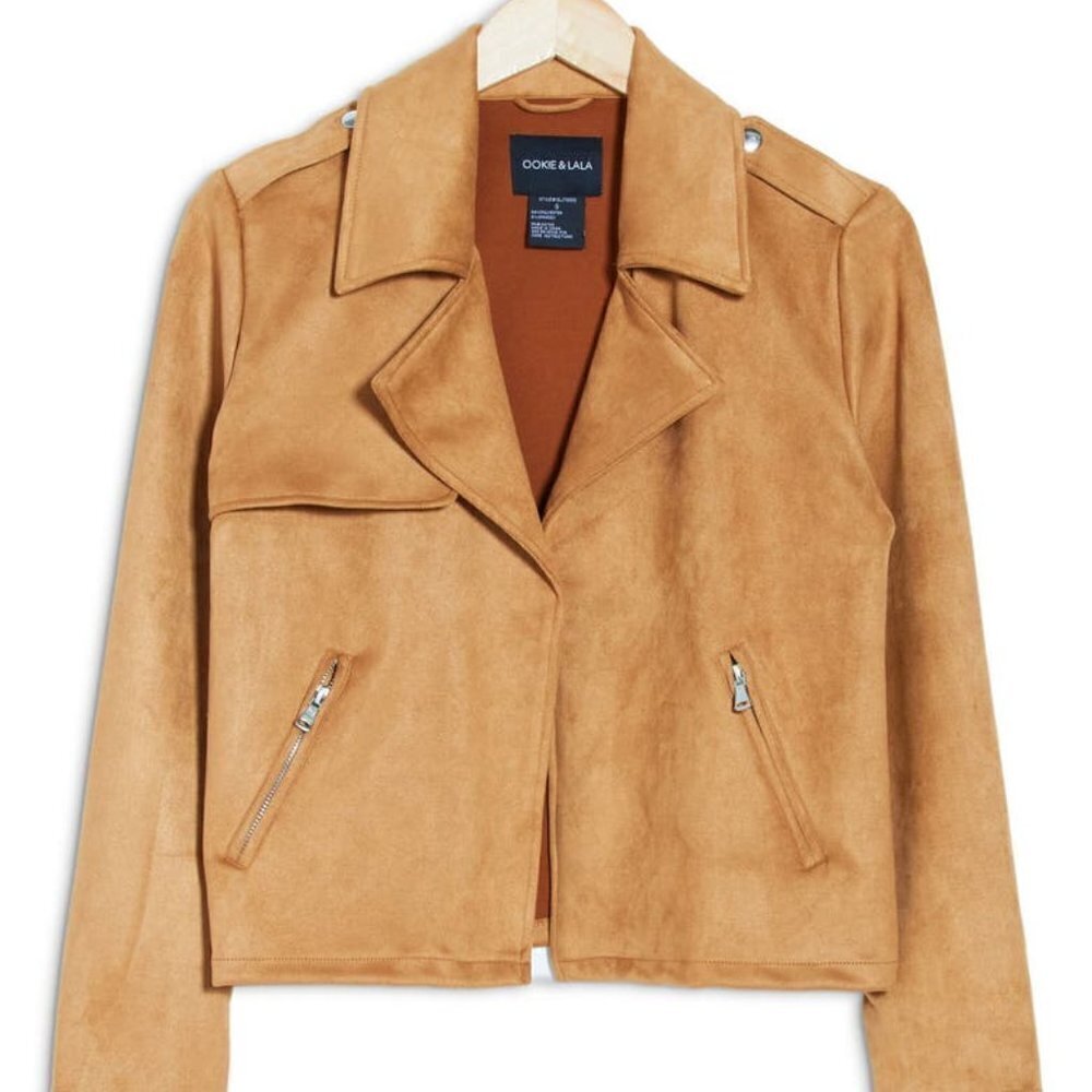 NWT OOKIE AND LALA Faux Suede Crop Jacket, Size L